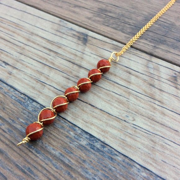 Red Jasper necklace, Root chakra, 14k Gold filled, crystal healing - Picture 3 of 7